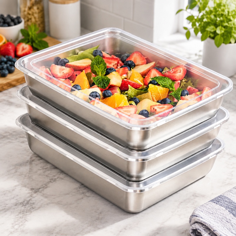 Food Storage Meals - Conjunto de três recipientes de aço