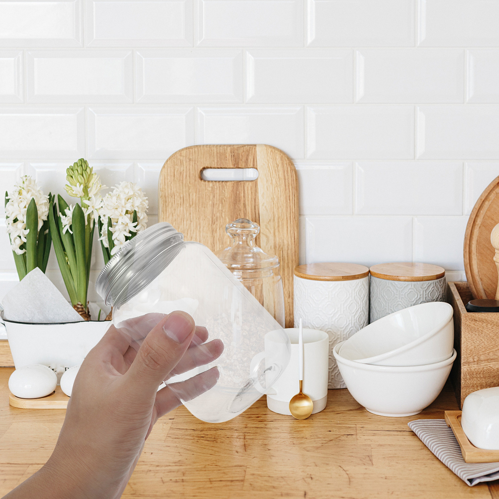 4 potes de plástico transparen - Food Storage Containers avaliação e preço